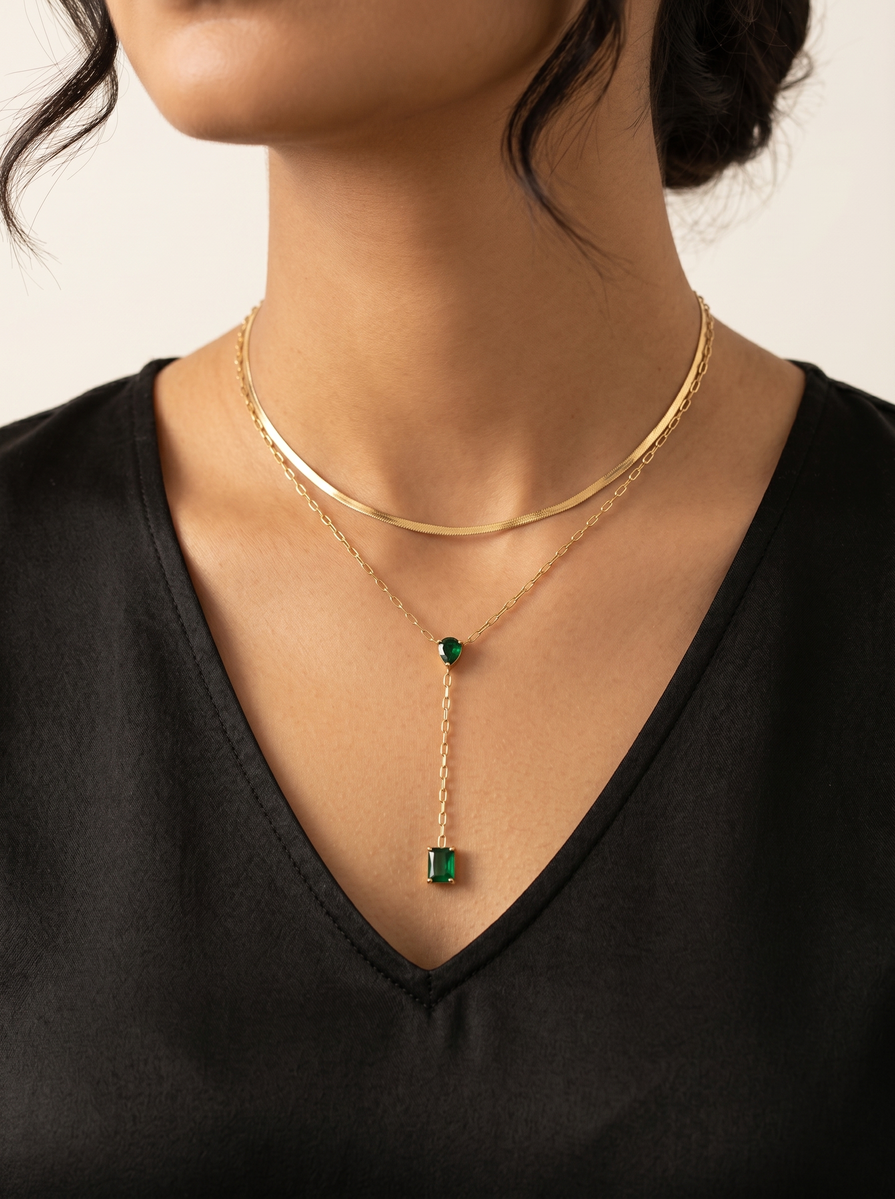 green-emerald-drop-layered-necklace