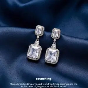 Diamond silver earrings