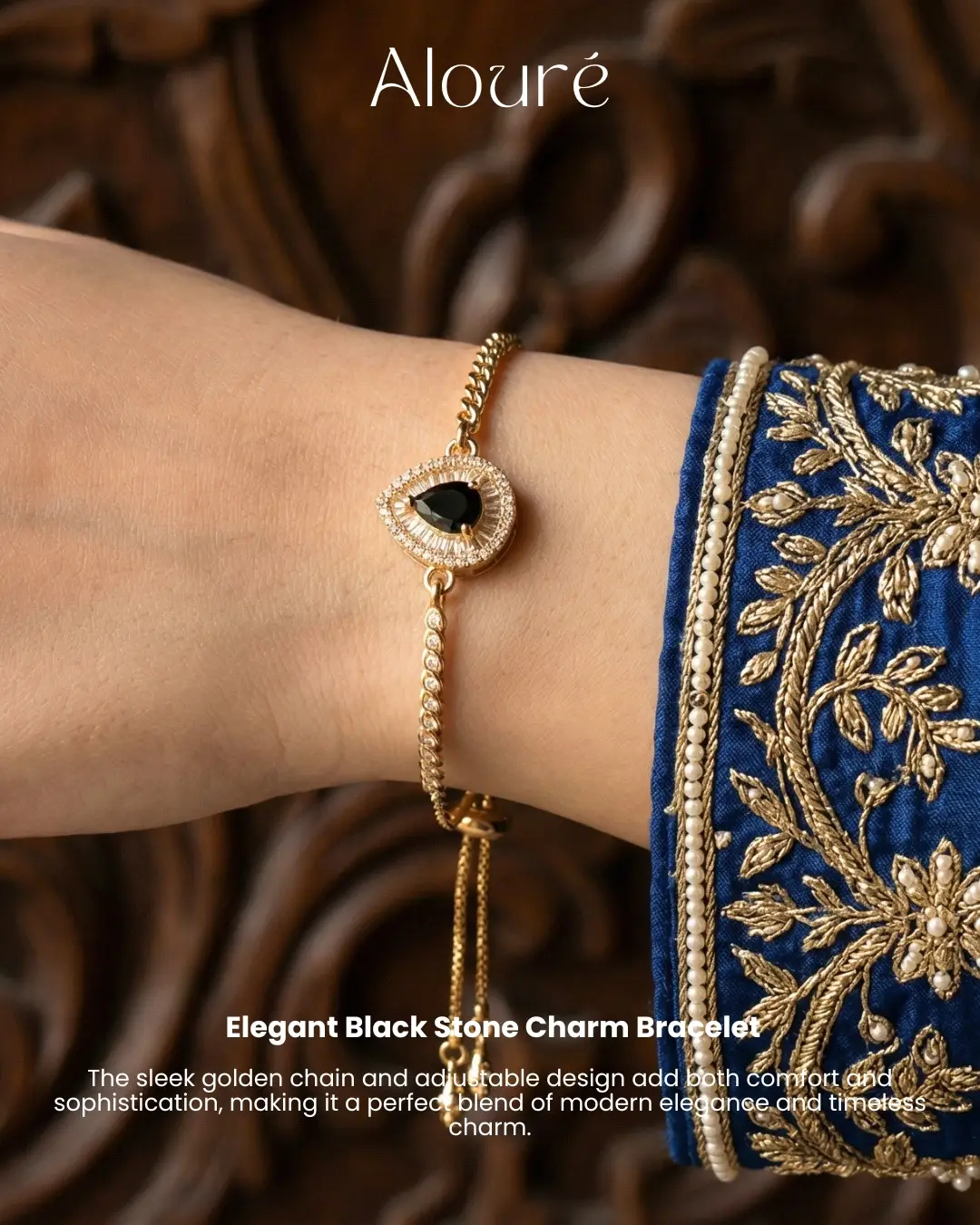 elegant-black-stone-charm-bracelet